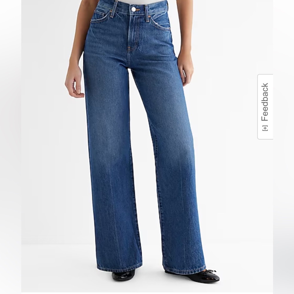 Express High Waisted Dark Wash Wide Leg Jeans